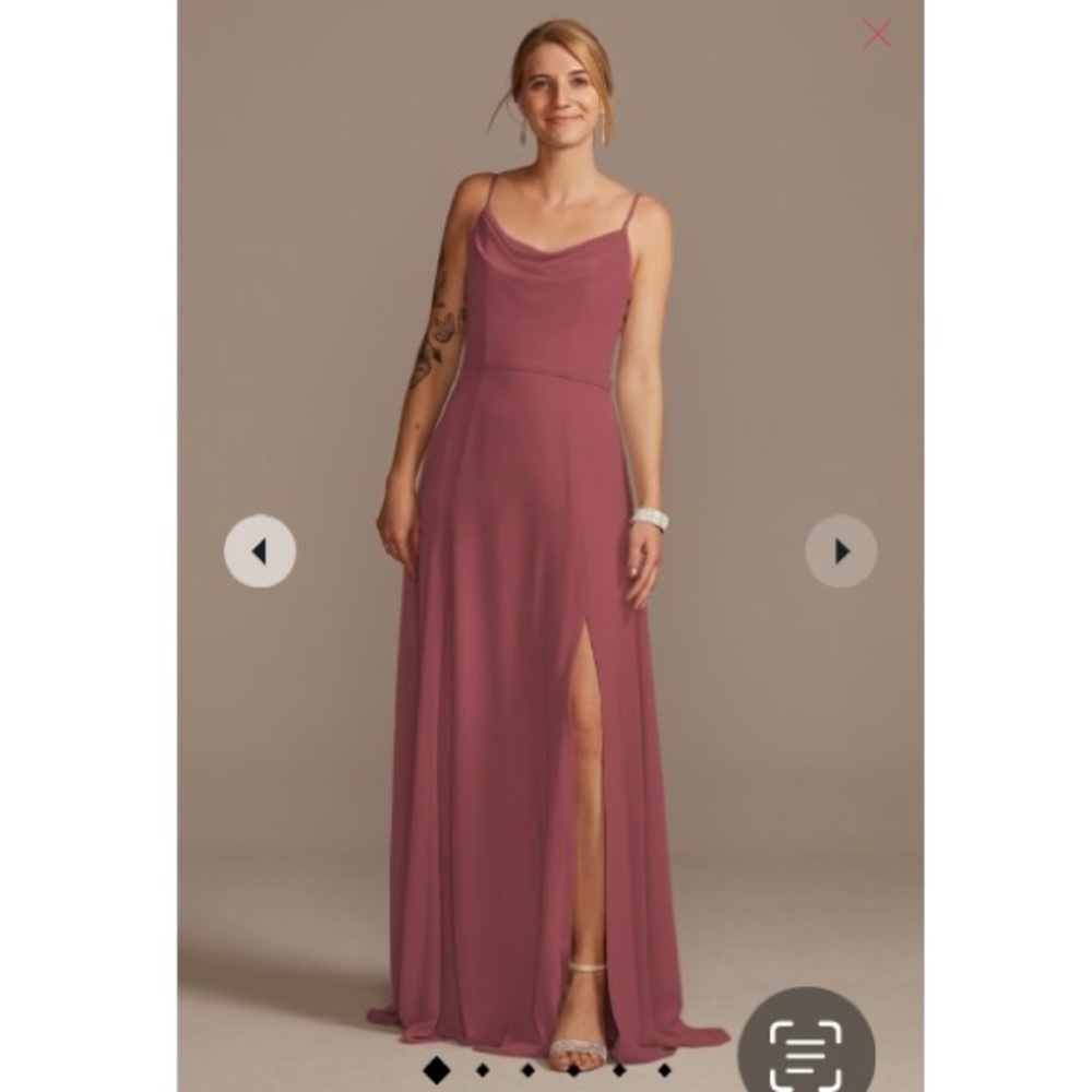 David’s Bridal Chianti Cowl Neck Chiffon Dress with Slit